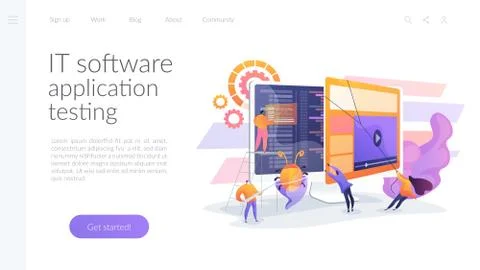 Software testing landing page concept 스톡 일러스트
