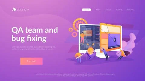 Software testing landing page concept Illustrazione stock
