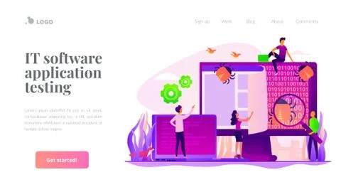 Software testing landing page template Stock Illustration