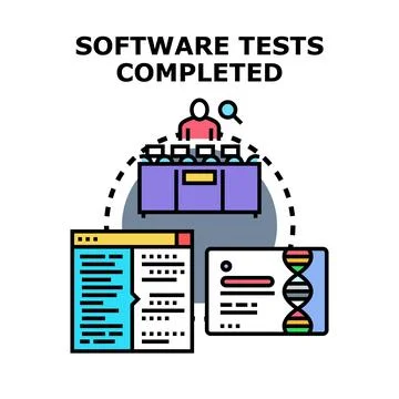 Software testing process completed with successful results Stockillustratie