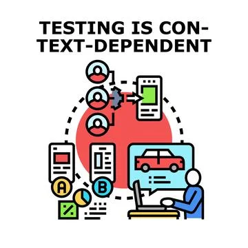 Software testing process context dependent development concept Illustrazione stock
