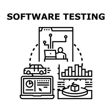 Software testing process ensuring quality and performance Stock Illustration