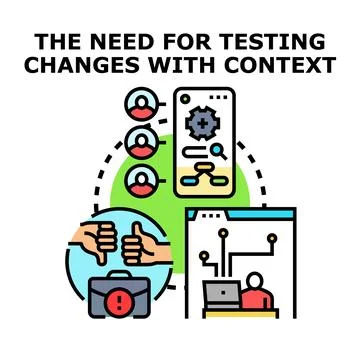 Software testing process evaluating user feedback on development Illustrazione stock