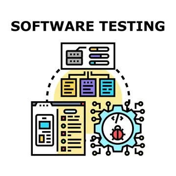 Software testing process identifying bugs and verifying quality Illustrazione stock