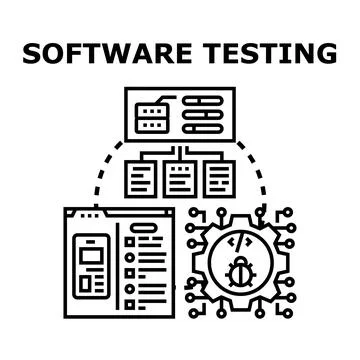 Software testing process identifying bugs and verifying quality Illustrazione stock