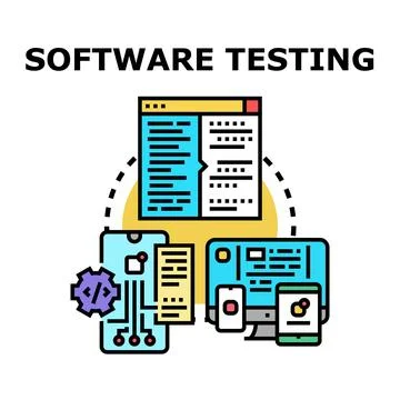 Software testing process on multiple digital devices イラスト素材