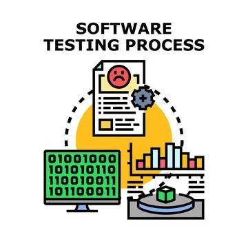 Software testing process performing quality assurance diagnostics イラスト素材