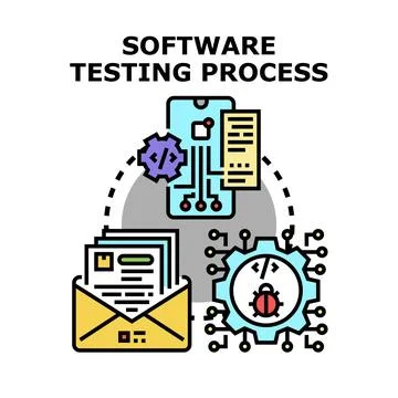 Software testing process performing quality assurance development cycle Stock Illustration