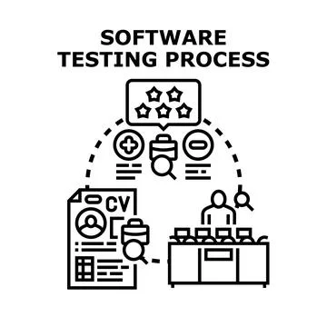 Software testing process performing quality assurance concept 스톡 일러스트