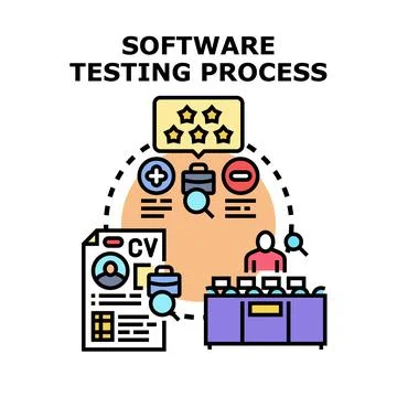Software testing process performing quality assurance concept 스톡 일러스트
