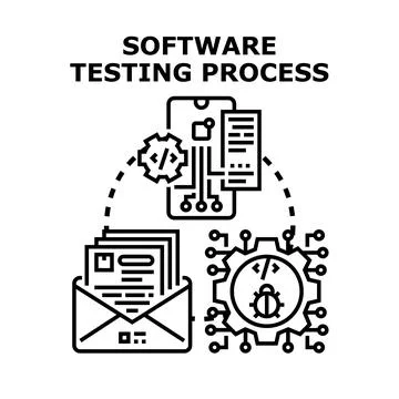 Software testing process performing quality assurance development cycle 库存插图