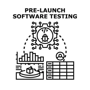 Software testing process researching bugs and quality assurance Stockillustratie