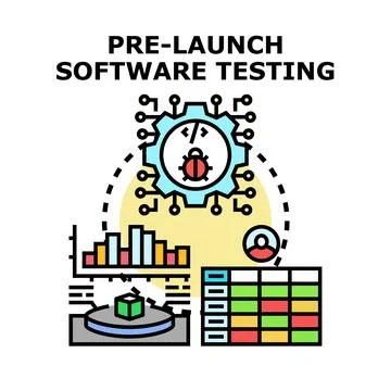 Software testing process researching bugs and quality assurance 库存插图