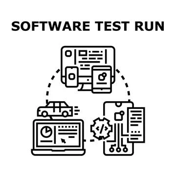 Software testing process on various digital devices and car イラスト素材