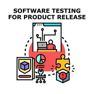 Software testing for product release concept Illustrazione stock