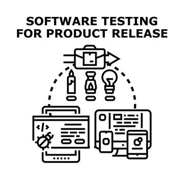 Software testing for product release development process Illustrazione stock