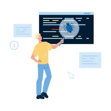 Software Testing Program On Bug And Errors Vector Stock Illustration