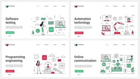 Software testing, programming, engineering automation, online communication and Stock Illustration