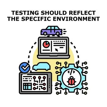 Software testing reflecting specific development environments concept 库存插图