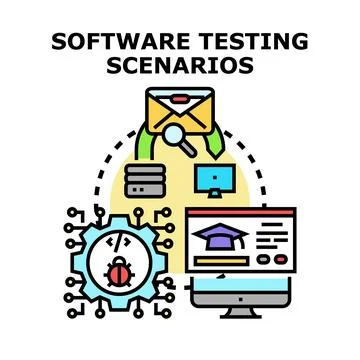 Software testing scenarios developing and debugging processes Stock Illustration