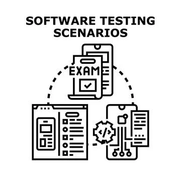 Software testing scenarios illustrating quality assurance development workflo Ilustração Stock