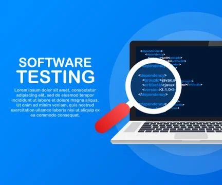 Software testing. Software development workflow process coding testing analys Stock Illustration