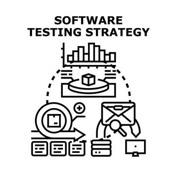Software testing strategy development process and quality assurance Stock Illustration