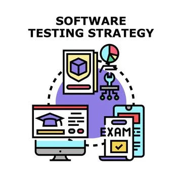 Software testing strategy plan and quality assurance process 库存插图