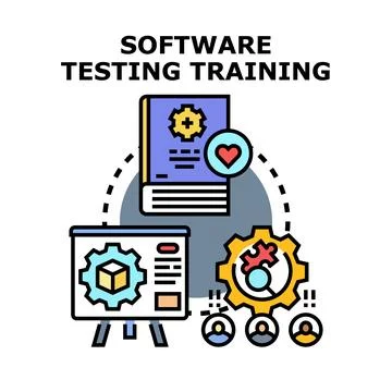 Software testing training process development and education concept Illustrazione stock