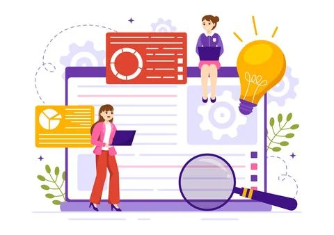 Software Testing Vector Illustration with Application Engineering, Debuggin.. Stock Illustration