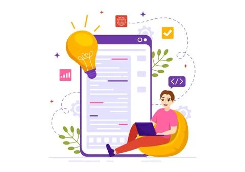 Software Testing Vector Illustration with Application Engineering, Debuggin.. 스톡 일러스트