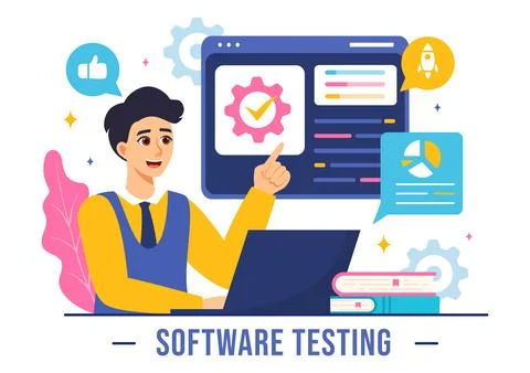 Software Testing Vector Illustration featuring Application Engineering, Deb.. 스톡 일러스트