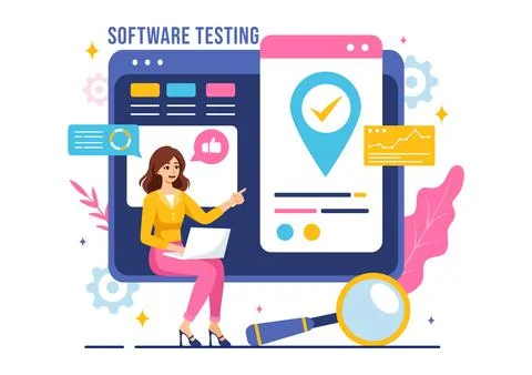 Software Testing Vector Illustration featuring Application Engineering, Deb.. Stockillustratie