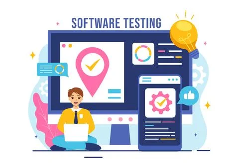 Software Testing Vector Illustration featuring Application Engineering, Deb.. イラスト素材