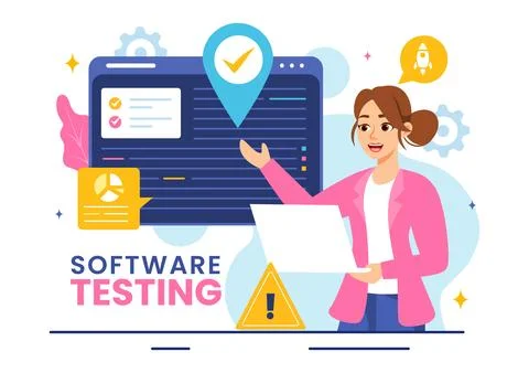 Software Testing Vector Illustration featuring Application Engineering, Deb.. イラスト素材
