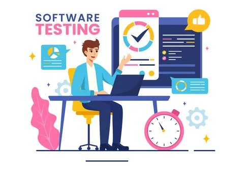Software Testing Vector Illustration featuring Application Engineering, Deb.. 스톡 일러스트