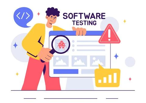 Software Testing Vector Illustration featuring Application Engineering, Deb.. 스톡 일러스트
