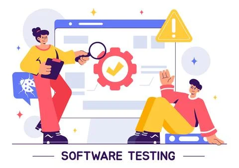 Software Testing Vector Illustration featuring Application Engineering, Deb.. 스톡 일러스트