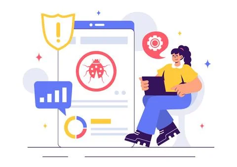 Software Testing Vector Illustration featuring Application Engineering, Deb.. 스톡 일러스트