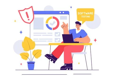 Software Testing Vector Illustration featuring Application Engineering, Deb.. 스톡 일러스트