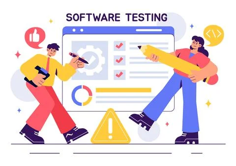 Software Testing Vector Illustration featuring Application Engineering, Deb.. Illustrazione stock