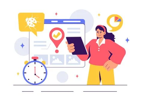 Software Testing Vector Illustration featuring Application Engineering, Deb.. Stock Illustration