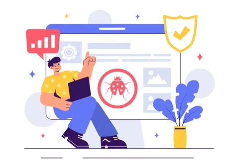 Software Testing Vector Illustration featuring Application Engineering, Deb.. Illustrazione stock