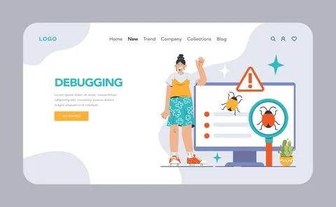 Software testing web banner or landing page. Code testing Stock Illustration