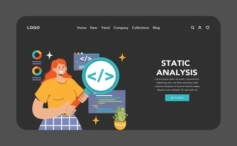 Software testing web banner or landing page dark or night mode. 스톡 일러스트