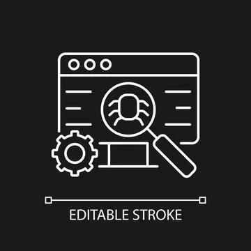 Software testing white linear icon for dark theme Stock Illustration