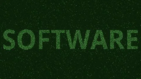 SOFTWARE text consisting of many symbols on computer monitor. 3d rendering Stock Illustration