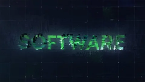 Software title with glitch tech effect on textured noise background Stock Footage 122201820