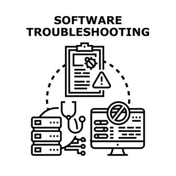 Software troubleshooting detecting program errors and system malfunctions Illustration