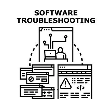 Software troubleshooting process for system problem solving イラスト素材